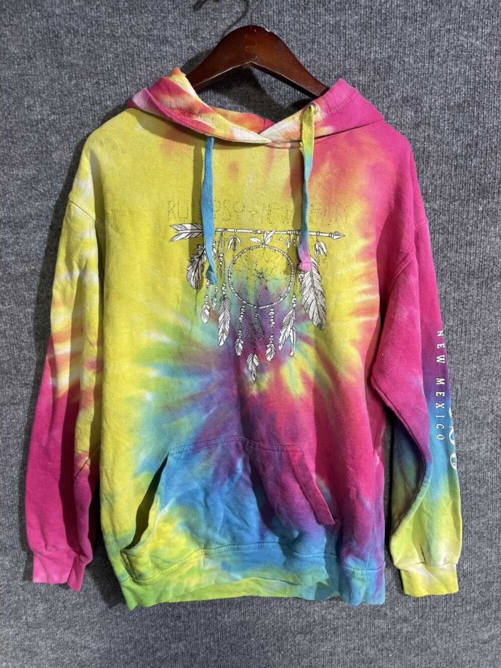 Jon Lauren Hoodie Mens Large Tie Dye Ruidoso New Mexico Graphic Sweatshirt